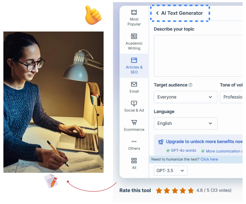 KI-Textgenerator, der wie ein menschlicher Profi schreibt