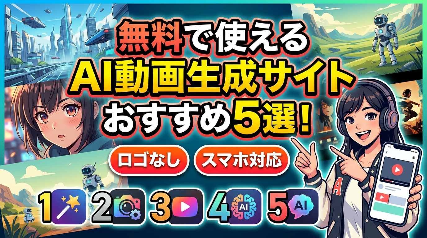 【2026最新】無料で使えるAI動画生成サイトおすすめ5選！ロゴなし・スマホ対応