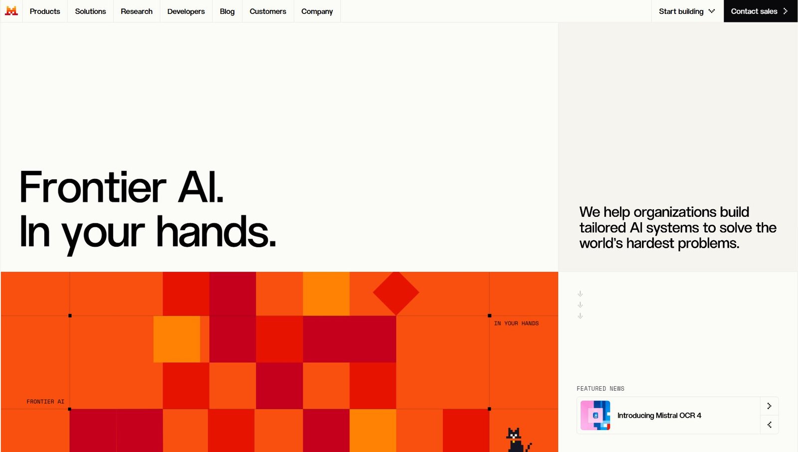 Mistral AI homepage
