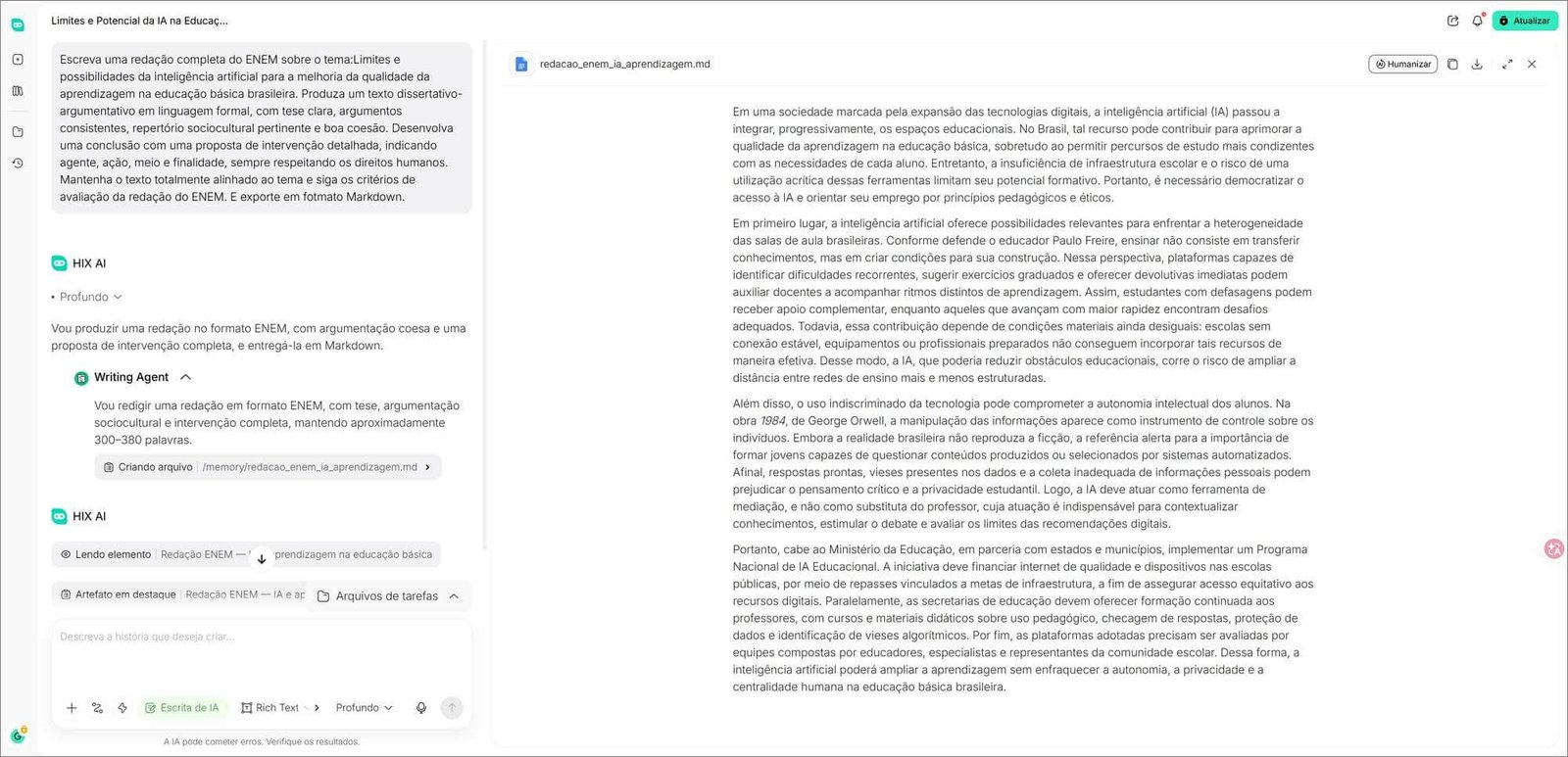 Escrever uma redação completa do ENEM